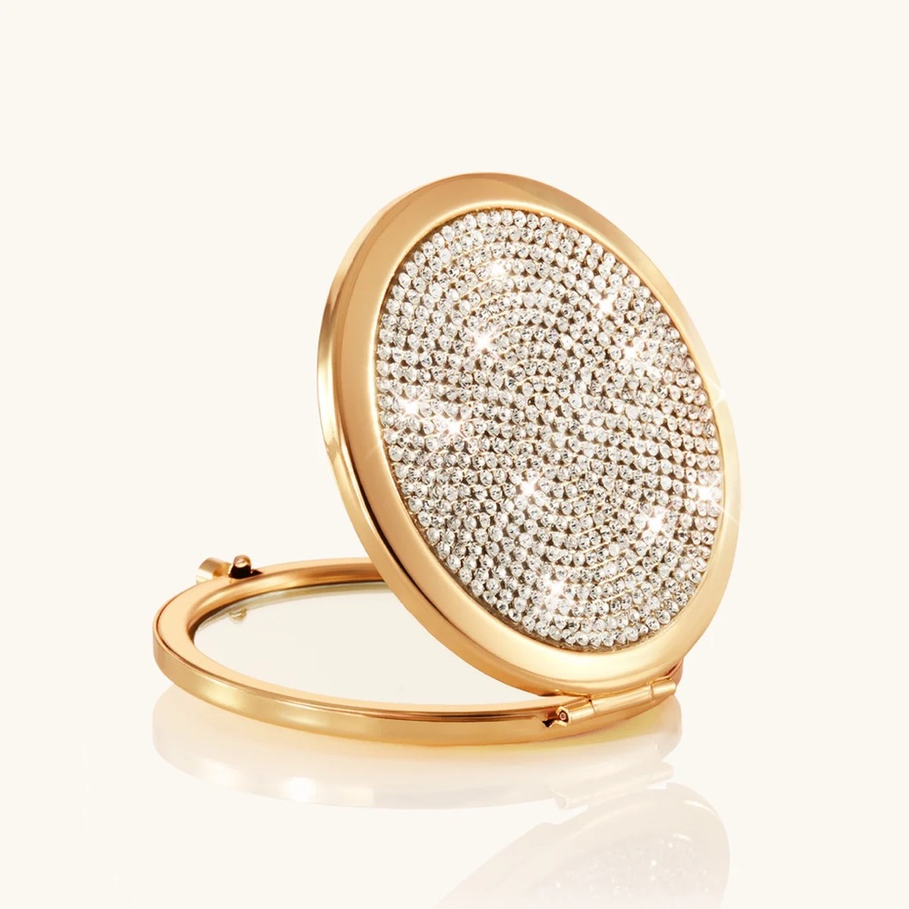 Dolly Beauty - Rhinestone Gold Compact Mirror - Picture 3 of 4